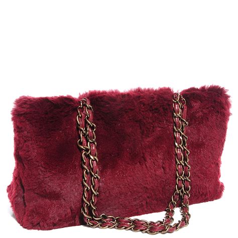 chanel rabbit fur leather bag|CHANEL Rabbit Fur Shoulder Bag Burgundy .